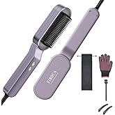 Ionic Hair Straightener Brush, FIBOCA 2 in 1 Straightening Brush, Straightening Comb with Negative Ions for Women, Ceramic Hair Straightener Comb Fast Heating for Home Salon, Professional Styling Tool