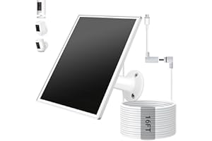 VERVERAY Solar Panel for Ring Camera/Wyze Outdoor Cameras, 6W Solar Charger with USB-C & Barrel Plug for Ring Stick Up Cam Plus/Pro & Spotlight Cam Battery Series, Waterproof, 16ft Cable, White