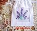 White Cotton Linen Gift Bags Drawstring Embroidered Sachet Purple Lavender Birds Wreath Floral 5