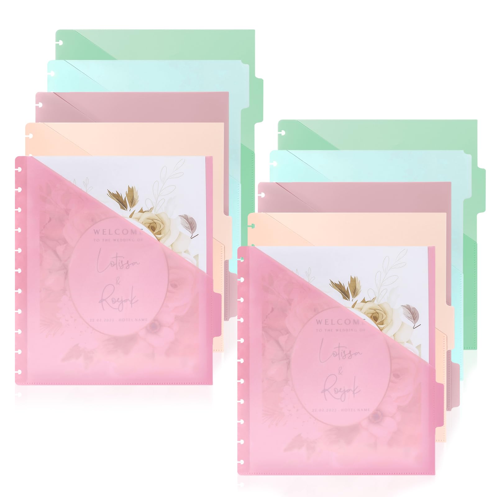 Photo 1 of 10 Letter Size Discbound Dividers with Tabs and Pockets - 8.5 x 11 Plastic Dividers for Office
