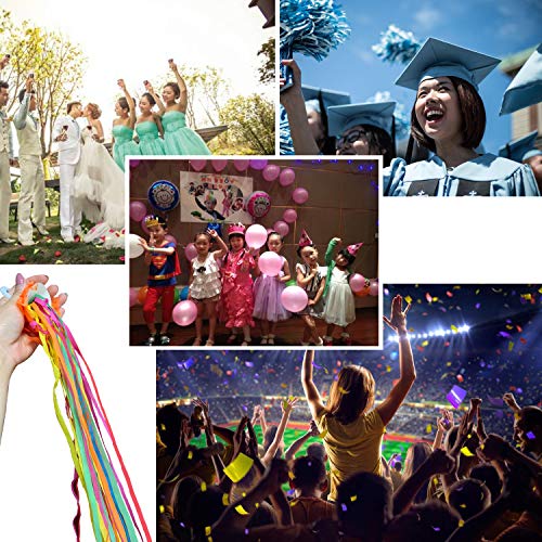 12 Pieces Throw Streamers Throw Confetti Party Streamers Magic with Handle for Weeding, Birthday, Wedding Anniversary, Starting School Ceremony, Graduation Ceremony Party Favors Showsï¼ˆColor at randomï¼‰