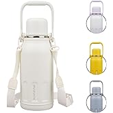 BJPKPK Insulated Thermal 40oz Water Bottle with Lid and Carry Handle Double Wall Stainless Steel Water Bottles for Sports,Beige