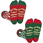 Arsemica Funny Christmas Socks for Couples, His and Hers Christmas Gifts, Winter Warm Knitted Holiday Sock for Women Men, 2 Pairs Xmas Matching Socks White Elephant Gifts Stocking Stuffers