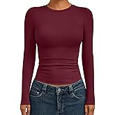 AUTOMET Womens Long Sleeve Shirts Basic Compression Going Out Crop Tops Fall Fashion Y2K Clothes 2025