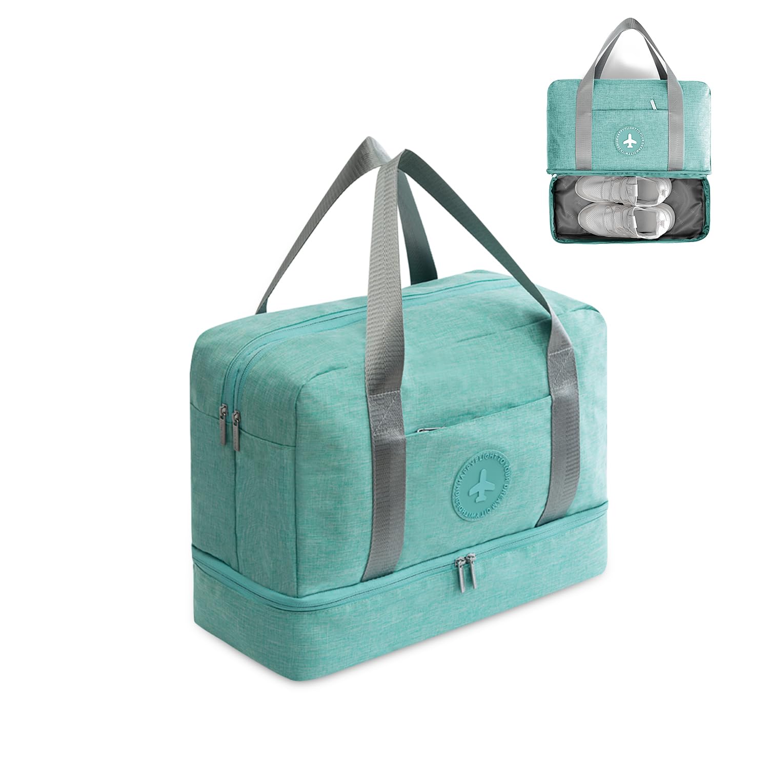 FANDARE Travel Duffel Bag for Women & Men Waterproof Overnight Weekend Bag Lightweight Travel Luggage Bag for Sports, Gym, Vacation Green