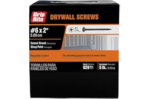 Grip-Rite 2CDWS5#6 X 2 Phillips Bugle Head Coarse Thread Sharp Point Drywall Screw, 5lb Box