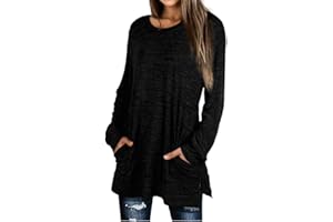 XIEERDUO Womens Casual Sweatshirts Long Sleeve Shirts Oversized With Pocket Tunic Tops S-3XL