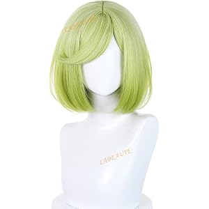 LABEAUTÉ Coco Cosplay Wig 30cm Green Short Bob Wig for Witch Hat Atelier Costume Heat Resistant Synthetic Hair for Halloween/