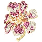 EMEGCY Flower Brooch for Women Rhinestone Flower Brooch Pins Floral Brooches Jewelry Gift for Mom Wife