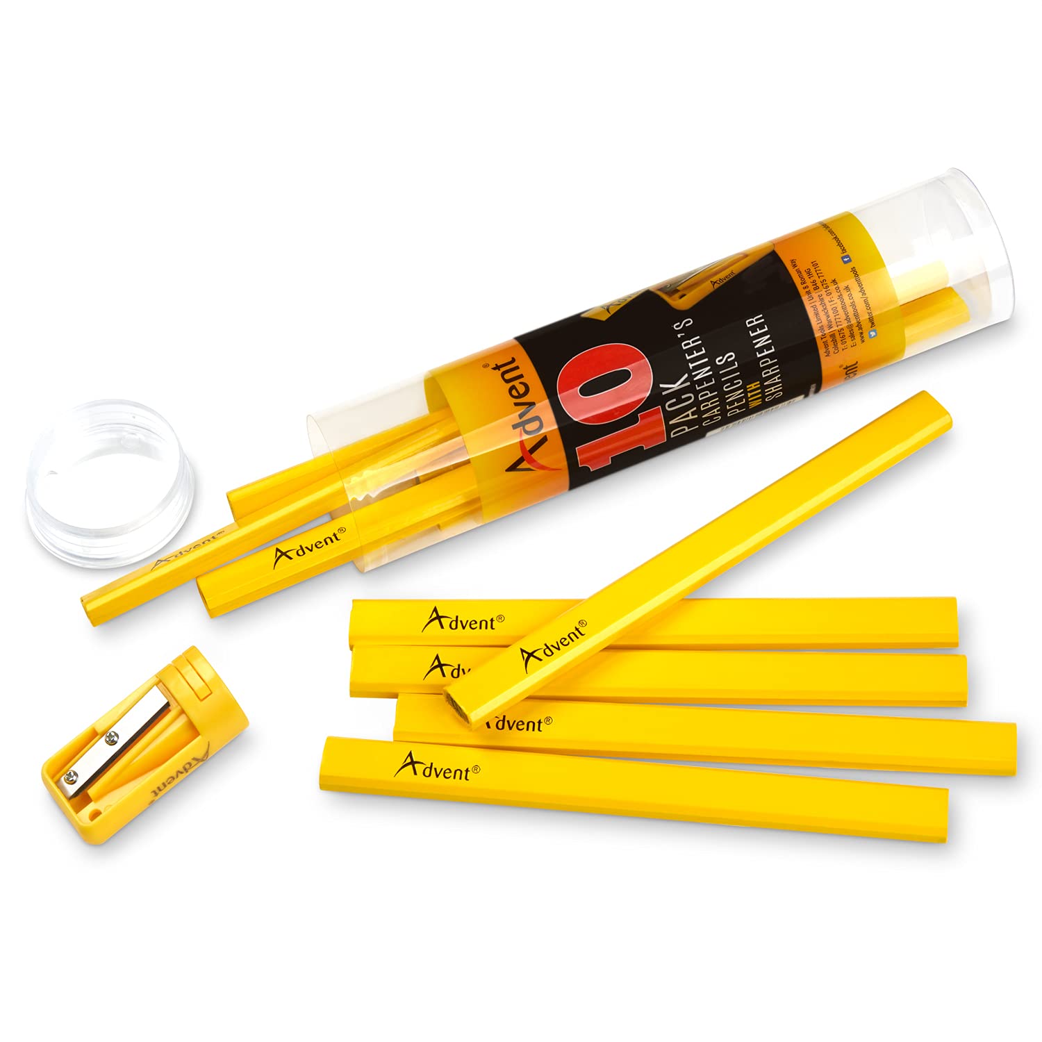 Advent Carpenters Pencils Tub 10+ Sharpener Medium Lead - ACP-TUB10