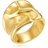 YADUDA Gold Silver Rings Set for Women Chunky Statement Rings ZC Dome Evil Eye Croissant ring Thick 18K Gold Plated Band Rings