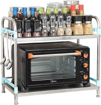 Small Microwave Stand Countertop Corner Stainless Steel Mini