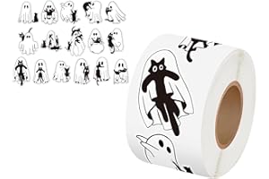 500Pcs Halloween Ghostly Sticker for Craft Adhesive Seal for Scrapbooking Journal Notebook Phone Packaging Halloween Decorati