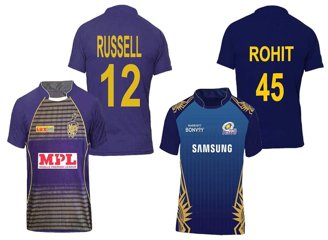 RJM kkr Jersey ipl and mi Jersey 2021 ipl for Kids & Mens Pack of 2 (14-15Years) : Amazon.in 