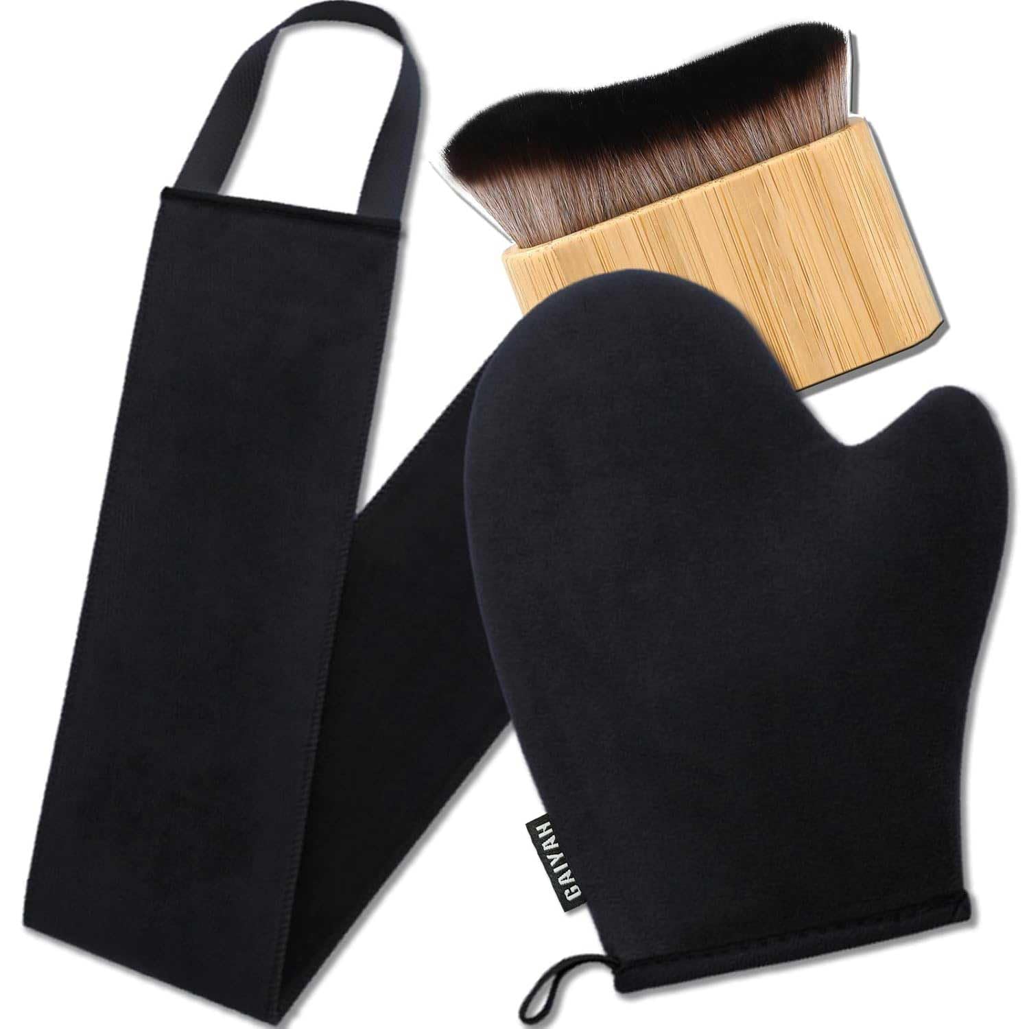 Photo 1 of 3 in 1 Self Tanning Mitts Self Tanner Mitt Applicator Kit - Tanning Glove for Self Tan Mitt, Tanning Brush for Self Tan Brush Back Tanning Applicator Kabuki Body Brush Self Tanner Back Applicator