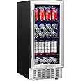Beverage Refrigerator 15 Inch by AAOBOSI, 94 Cans Built-in Beverage Cooler with Quiet Operation, Compressor Cooling System, E