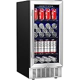 Beverage Refrigerator 15 Inch by AAOBOSI, 94 Cans Built-in Beverage Cooler with Quiet Operation, Compressor Cooling System, E