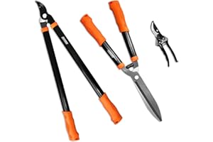 iGarden 3 Piece Combo Garden Tool Set with Lopper, Hedge Shears and Pruner Shears, Tree & Shrub Care Kit