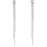 Hius Beaded Chain Long Tassel Earrings Gold Plated Dangle Drop Earrings Fringe Statement Earrings for Women Jewelry for Prom Bridal