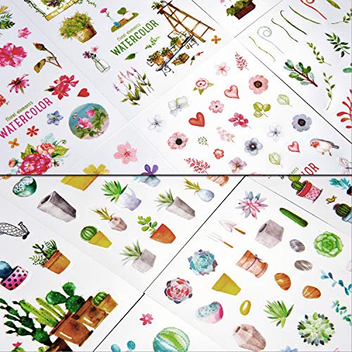 Chuangdi 48 Sheets Cactus Stickers Plant Flower Decorative Stickers Journal Planners Stickers for Party Holiday Supplies - Thumbnail 3
