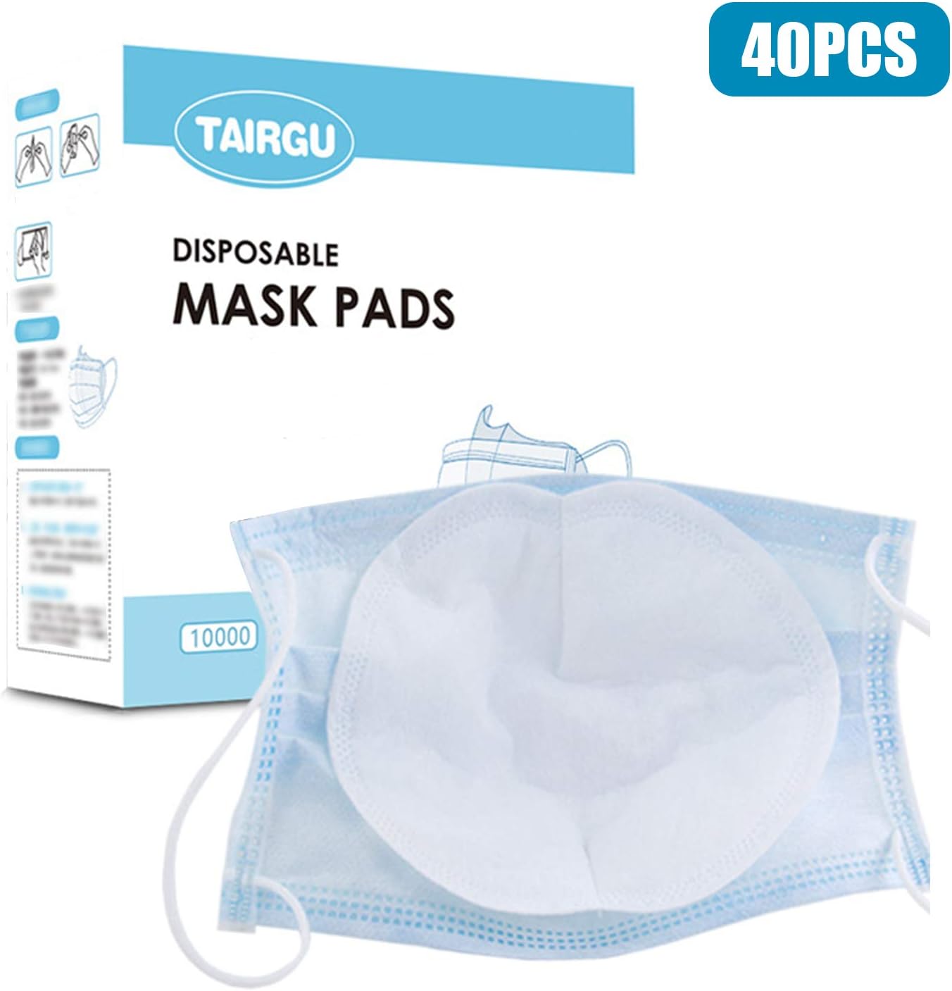 Eccomum 40Pcs Disposable Face Ma-sks Filter Pad 3 Layers Breathable Filter Filter Mouth Ma-sk Replacement Pad for Adult Kids