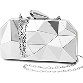 YAPAIOU Women Lattice Pattern Metal Evening Clutch Bag,Geometric Evening Clutch Purse Handbag With Chain Strap
