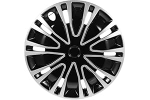 16 Inch Decorative Wheel Hub Cover Set of 4 - Universal Fit Abs Plastic Hubcaps for All Vehicles - Stylish Black and Silver D
