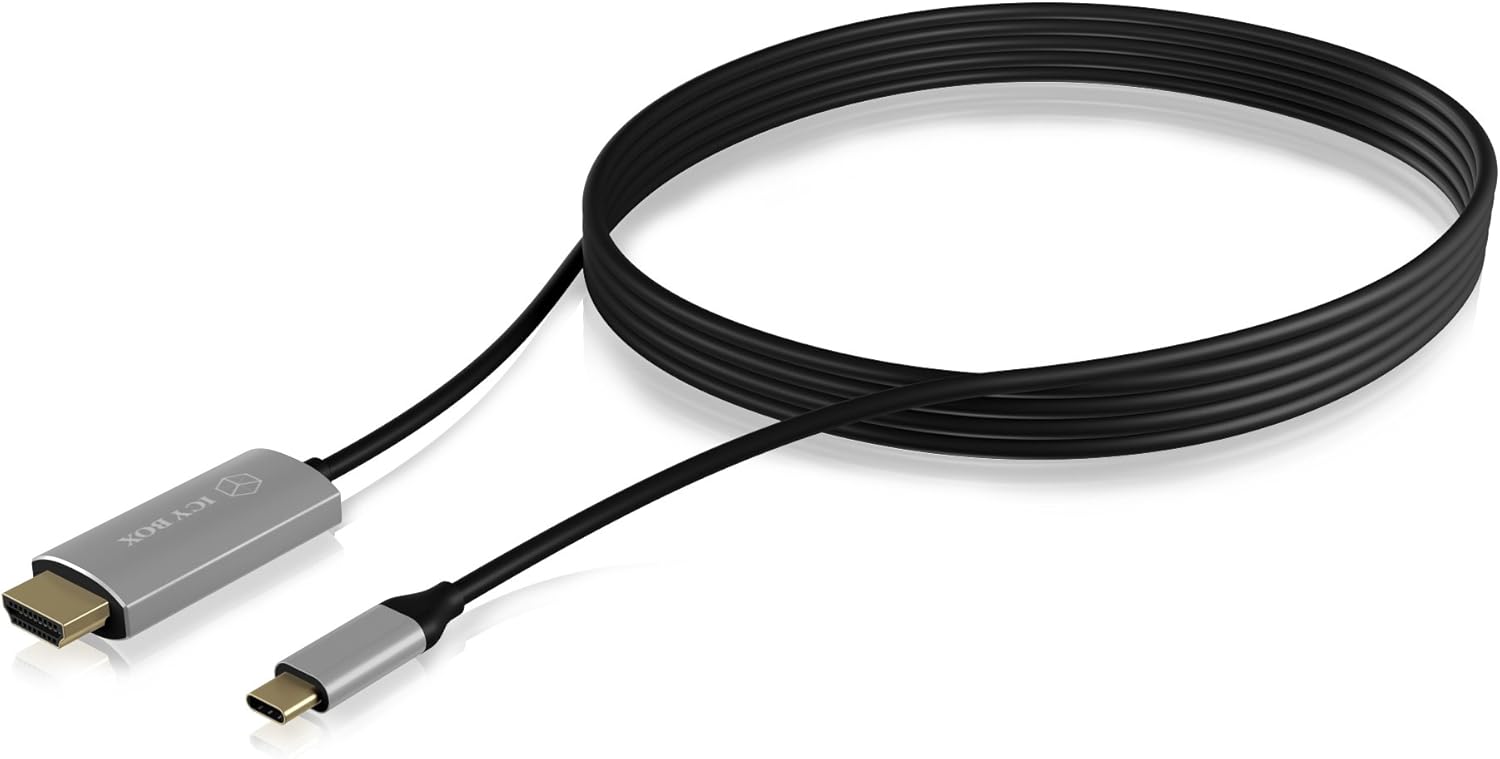 ICY BOX IB-CB020-C Active USB-C to HDMI Cable (1.8 m), UHD (2160p), HDCP 2.2, Converter, Black, 1,8 cm - Image 4