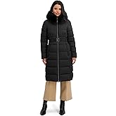 T Tahari Women's Emma Fitted Down Coat with Detachable Faux Fur Hood