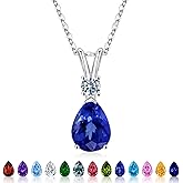 Iefil Birthstone Necklaces Love Gifts for Women, 925 Sterling Silver Natural or Created Gemstone Heart Birthstone Jewelry Valentines Mothers Day Anniversary Birthday Christmas Gifts for Women