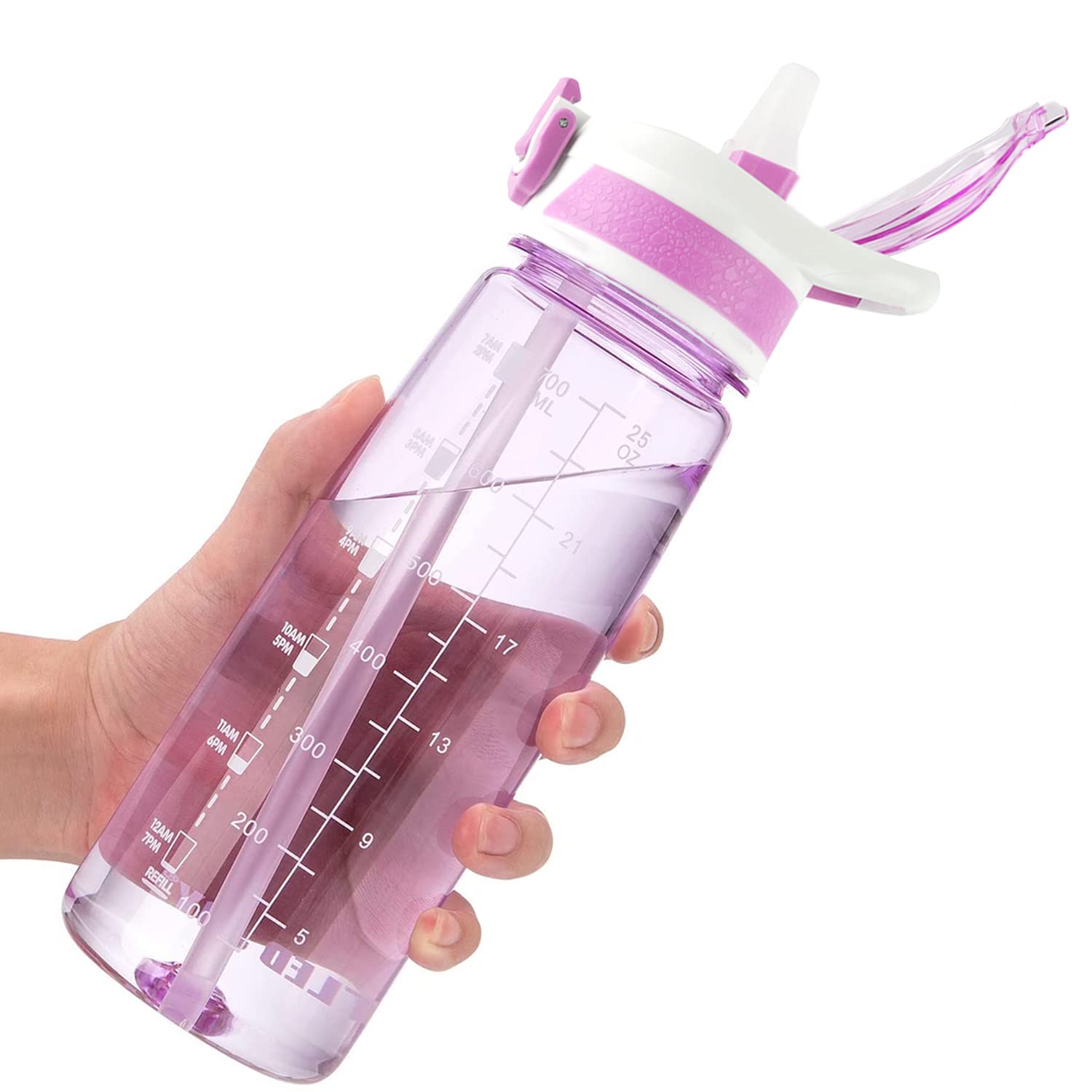 VENNERLI Water Bottle, 800 ML Water Bottle with Straw Leak-proof, Dust-proof, BPA-free, Tritan, Toxin Free Plastic Fitness Sport Water Bottle Drink Bottle Design for Girls Boy Gym School Office