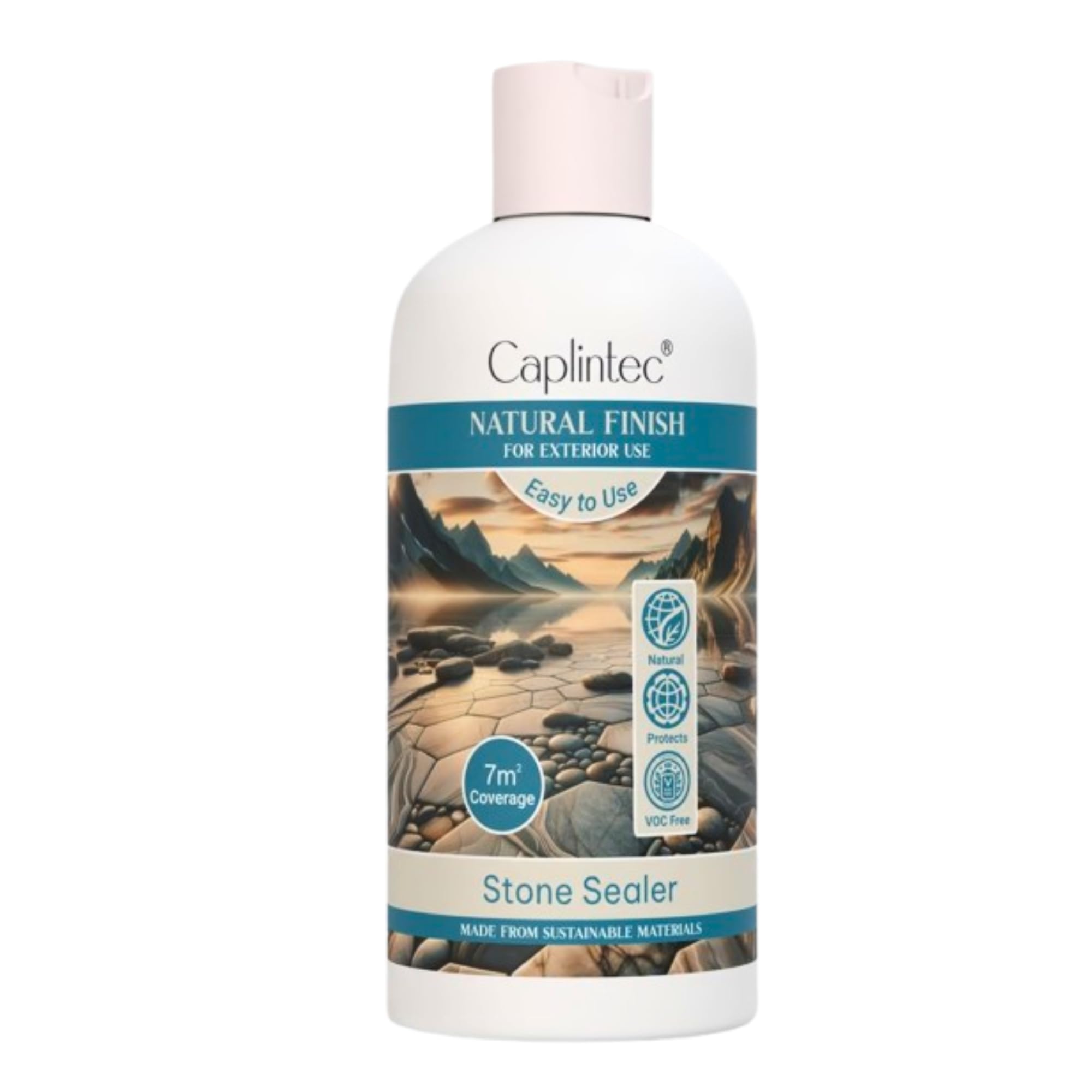 CaplinTec Natural Exterior Stone Sealer – Premium Eco-Friendly Solution for Long-Lasting Stone Surface Protection – Recyclable Bottle with Superior Coverage and Easy Application (500ml / 7m2)