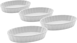 Westmark 4 Schälchen für Crème Brulée, Porzellan, Oval, 13,5 x 8,1 x 2,7 cm, Weiß, 23302260