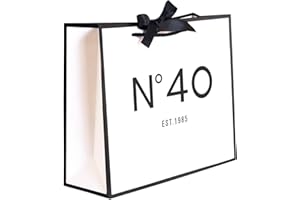 QLSKO 40th Birthday Keepsake Gift Paper Bag for Her Anniversary Party Present Shopping Tote Bags Women 40 Year Old Decorations Idea (1985 40th, Medium (Pack of 1))