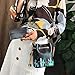 LABANCA Cactus Embroidery Shoulder Bag with Drawstring Chain Mini Bucket Bag PU Leather Crossbody Bag Black for Women Girls