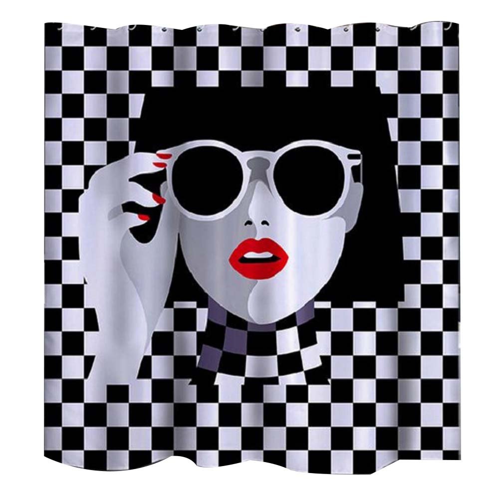 Alibasis Shower Curtain Set with 12 Hooks and Microfiber Matching Rug, Waterproof Thick Fabric Bathroom Mildew Resistant Curtains, 72\