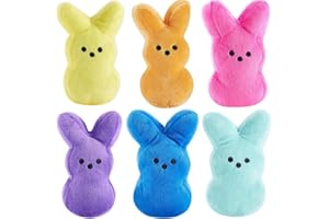 BOMBPARK 6PCS Cute Bunny Plush Toys,Easter Basket Stuffers Toys for Kids,Bunny Stuffed Animals,Easter Party Favors Gift for Girls Boys