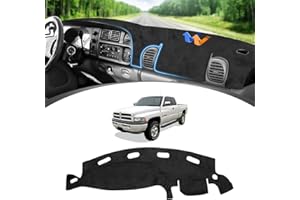 FIILINES Dashboard Cover for Dodge Ram 1500 2500 3500 1998-2001, Dash Cover Ram Accessories Dash Mat Sunshade Anti-Slip Pad Carpet Protector Black