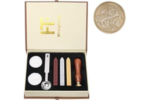 Mingting Kit de tampon de cire antique classique à l'ancienne à cacheter, motif lettres initiales de l'alphabet avec poignée 