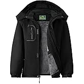 GQDSZ Boy's Waterproof Ski Jacket, Warm Fleece Lined Winter Snow Windproof Jackets, Hooded Ski Coat