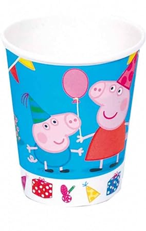 Lote de 24 Vasos de Cartón Infantiles Decorativos"Peppa Pig". Vajillas y Cuberterías