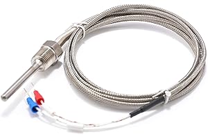 Waterproof K Type Grounded Thermocouple - Jaybva Temperature Sensor Probe for PID Temperature Controller Two Wire Stainless Steel NPT 1/4 inch Pipe Thread 0~500℃ with 2m Insulation Lead Shield Wire