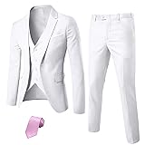 MYS Men's 3 Piece Solid Suit Set, One Button Slim