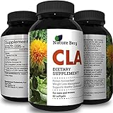 Pure Conjugated Linoleic Acid Supplement Softgels CLA Safflower Oil Omega 6 Burn Belly Fat Reduce Weight Best Bodybuilding Workout Booster - Increase Metabolism Formula for Men & Women by Nature Berg