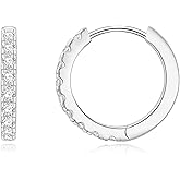 Monkton Huggie Earrings S925 Sterling Silver Cubic Zirconia Small Hoop Earrings - 15mm Sparkling Hypoallergenic Women's Jewelry