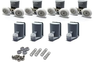 Roll Over Image to Zoom in Set of 8 Double Shower Door Rollers/Hooks/Wheels TOP & Bottom 23mm Wheel Diameter 902A, Model: 106