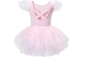 Tutu.kk Toddler Ballet Leotard Ruffle Sleeve Sequin Tulle Tutu Dress Ballerina Costume for Girls Birthday Holiday