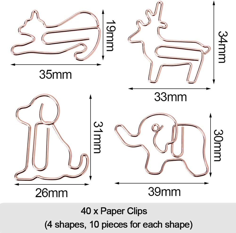 Cute Shapes Paper Clips CHEPL 40 Pcs Small Paperclips Metal Animal Decorative Paperclips for Student Office School Home (4 Styles Animal) - Image 3