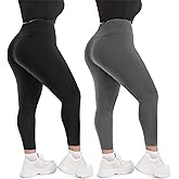 Hethrone 2-Pack Plus Size Leggings for Women, High Waisted Soft Workout Yoga Pants