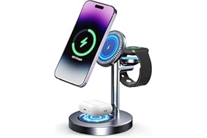 Wireless Charging Station, 3 in 1 Foldable Charger Stand Dock, Wireless Charging Station for Multiple Devices, Compatible wit